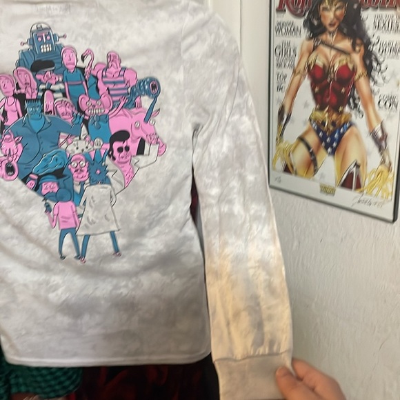 RICK & MORTY men’s small white/gray long sleeve t shirt top graphic print casual - Picture 6 of 9